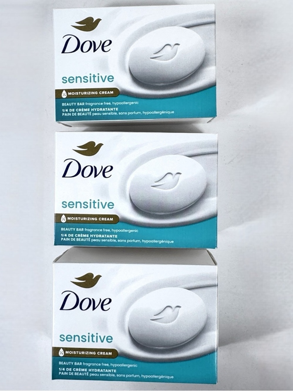 🔴 Dove Sensitive Beauty Bar Trio — White & Teal Packaging! 🔥